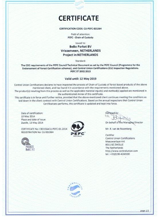certificaat PEFC